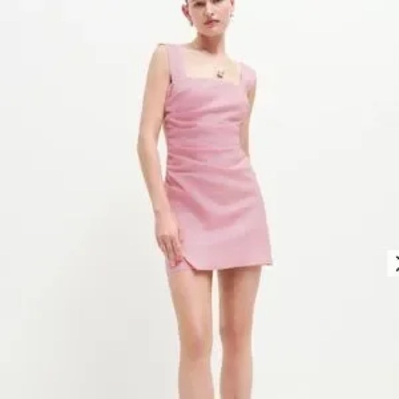 REFORMATION Kerrigan 100% Linen Light Pink Mini Dress - Picture 3 of 15